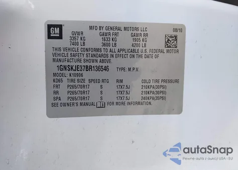 2011 Chevrolet Suburban 1500 Lt1 from USA, damaged, VIN 1GNSKJE37BR136546